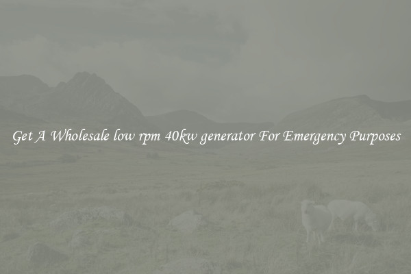 Get A Wholesale low rpm 40kw generator For Emergency Purposes