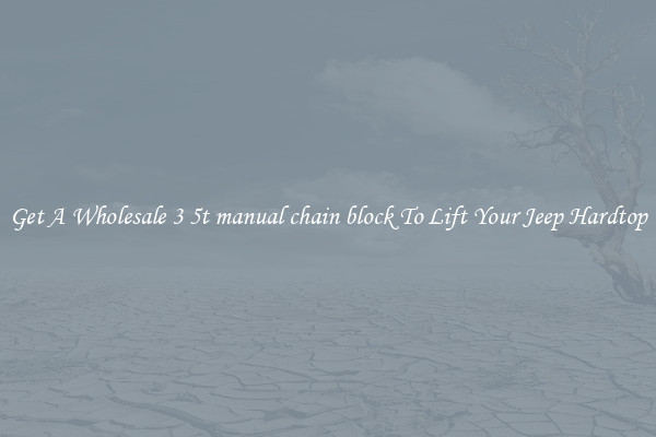 Get A Wholesale 3 5t manual chain block To Lift Your Jeep Hardtop